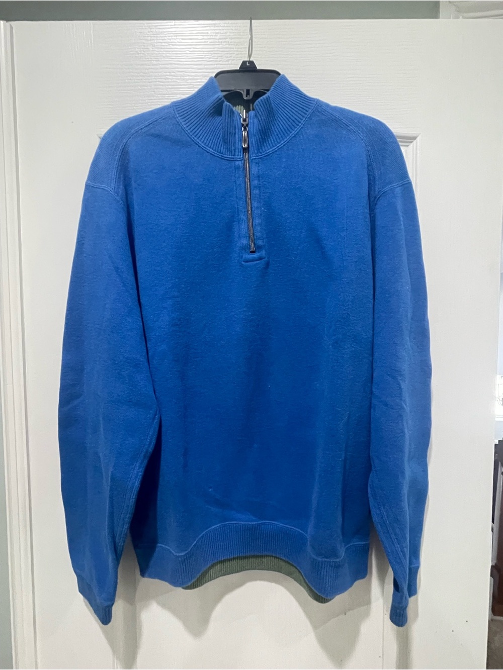 Tommy Bahama Men's Zip Mock Neck Sweater in Bright Blue